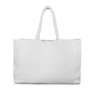 Milaner the Travel Elena Woven Handbag in White Nappa Leather